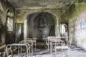 Classroom in abandoned psych hospital, Italy