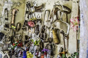 Limbs and prostheses in chapel of St. Roch Cemetery, New Orleans