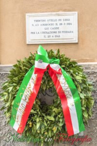 wreath celebrating Festa della Liberzione, Ferrara Italy